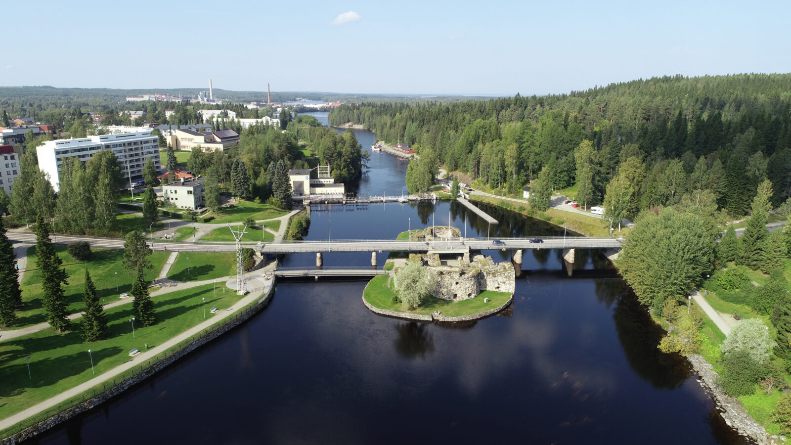 Kesä, ilmakuva Kajaaninjoki